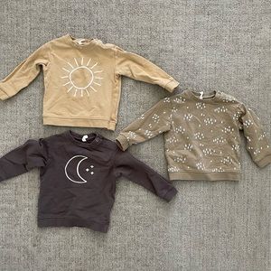 Quincy Mae Fleece Sweatshirt Bundle, 6-12 Months, Sun, Moon, Trees, Embroidered